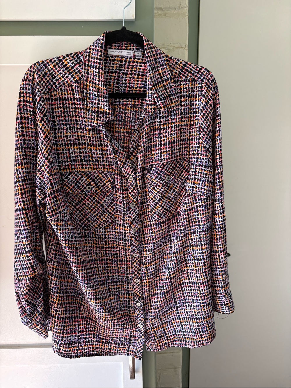 Notations Multicolor Patterned Collar Blouse